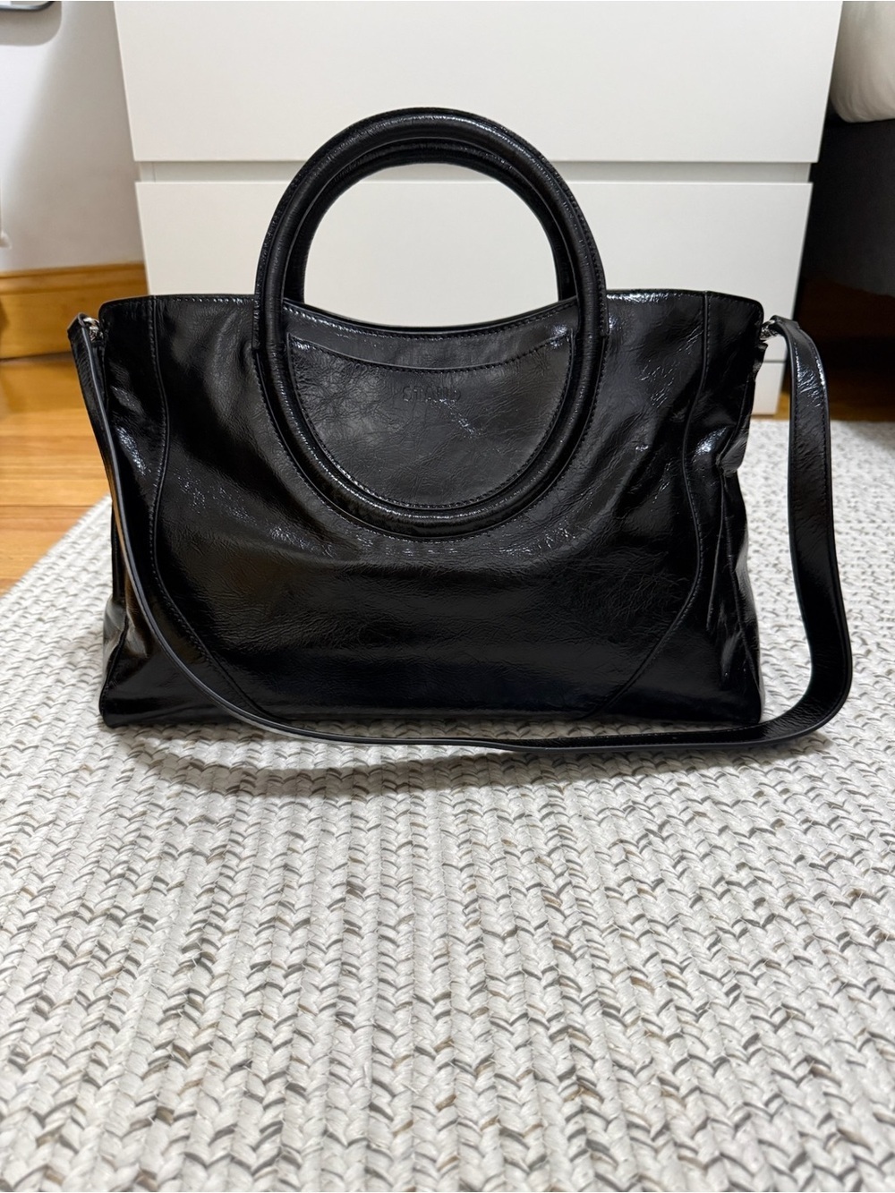 NWT Staud Maude Black Leather Satchel Crossbody Bag - Picture 9 of 16